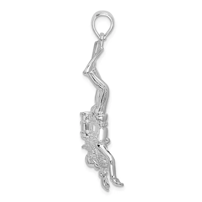 Sterling Silver Polished 3D Female Scuba Diver Pendant TreasureFineJewelers Necklaces