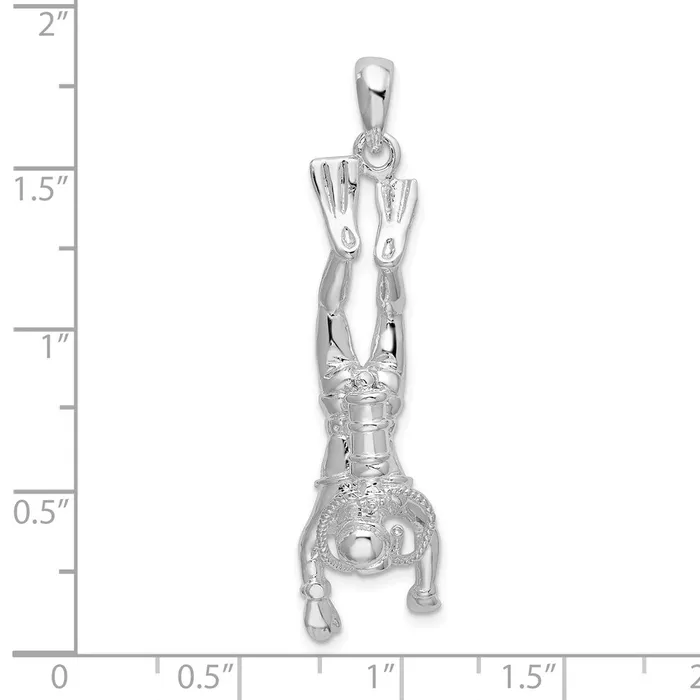 Sterling Silver Polished 3D Female Scuba Diver Pendant TreasureFineJewelers Necklaces