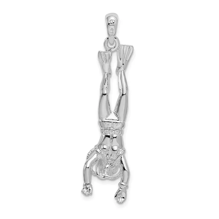 Sterling Silver Polished 3D Female Scuba Diver Pendant TreasureFineJewelers Necklaces