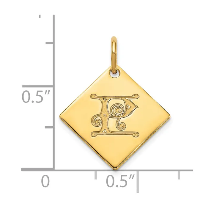 Sterling Silver Polished Gold Plated Gold Letter P Initial Charm TreasureFineJewelers Earrings