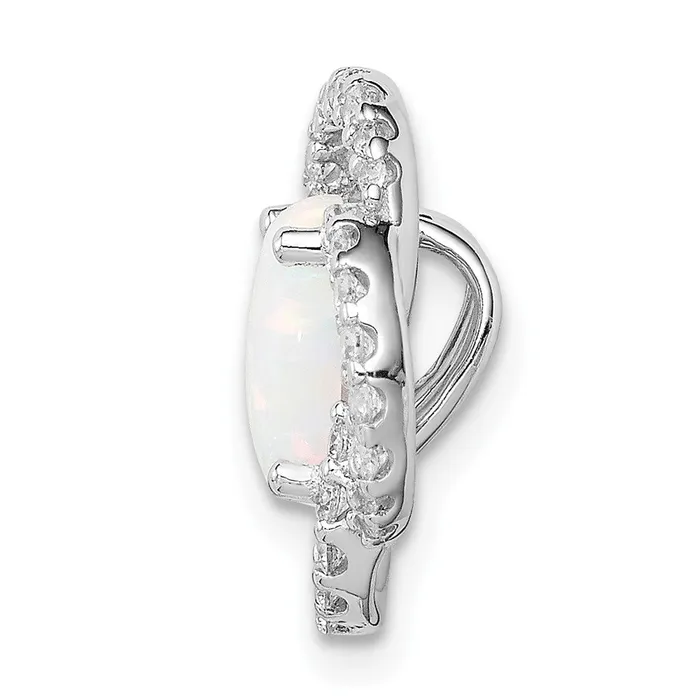 Sterling Silver Rhodium Plated CZ and Lab Created Opal Chain SIide TreasureFineJewelers Necklaces