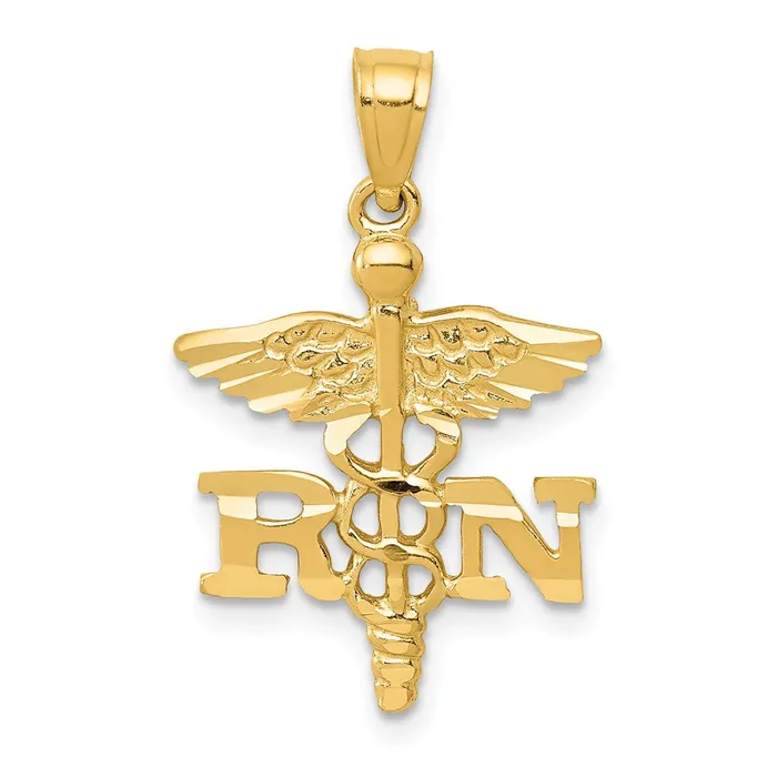 TreasureFineJewelers 14k Diamondcut RN Pendant Necklaces