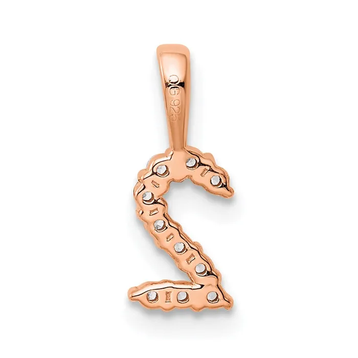 TreasureFineJewelers 14k Rose Gold Diamond Number 2 Pendant Necklaces