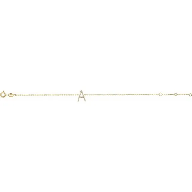 TreasureFineJewelers Bracelets 14K Yellow 110 CTW Diamond Initial A 67 Bracelet