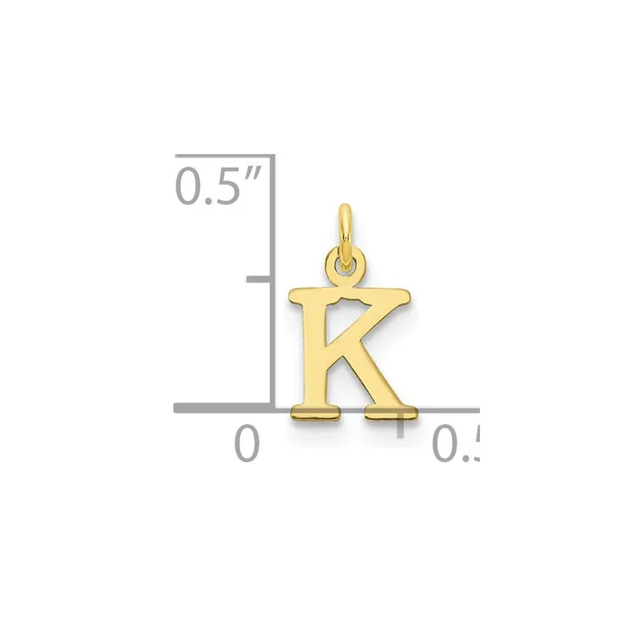 TreasureFineJewelers Charm Necklaces 10k Yellow Gold Cutout Letter K Initial Charm