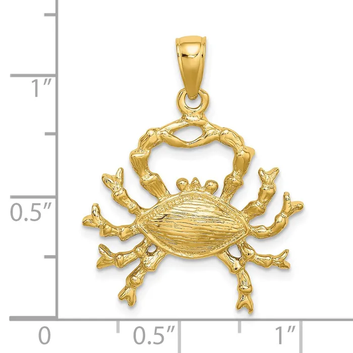 TreasureFineJewelers Charm Necklaces 14k Large Cancer Zodiac Charm