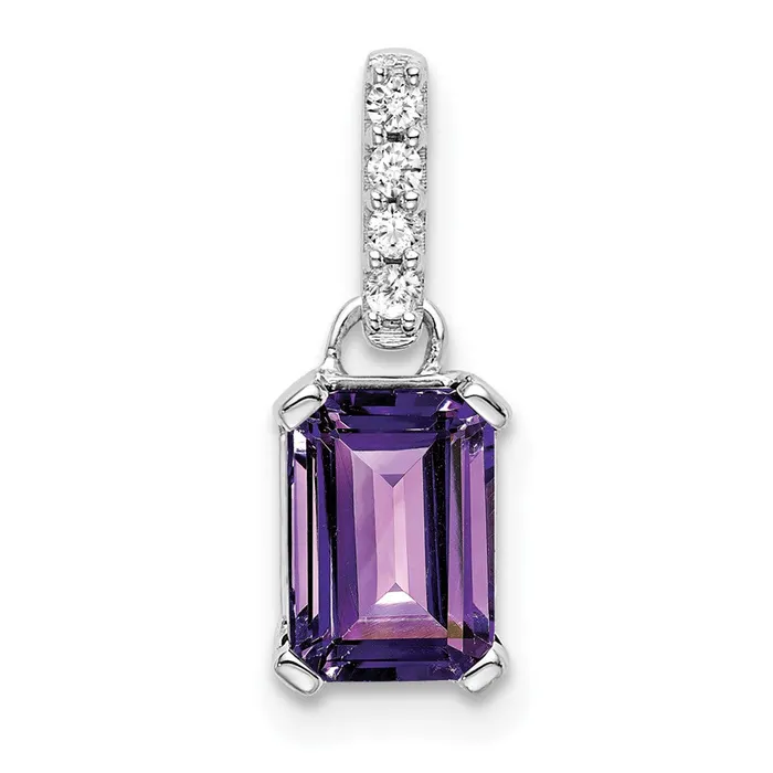 TreasureFineJewelers Necklaces 10k White Gold Amethyst and Diamond Pendant TreasureFineJewelers Necklaces 10k White Gold Amethyst and Diamond Pendant