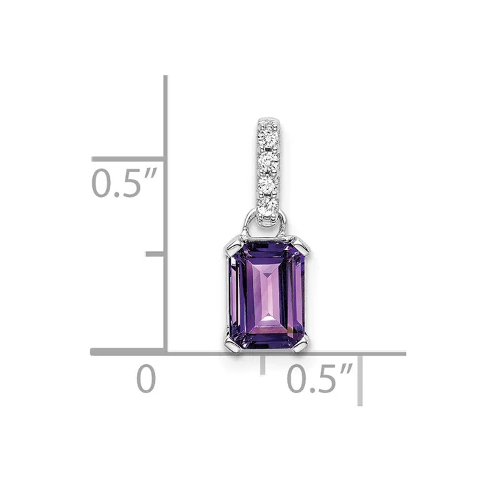 TreasureFineJewelers Necklaces 10k White Gold Amethyst and Diamond Pendant