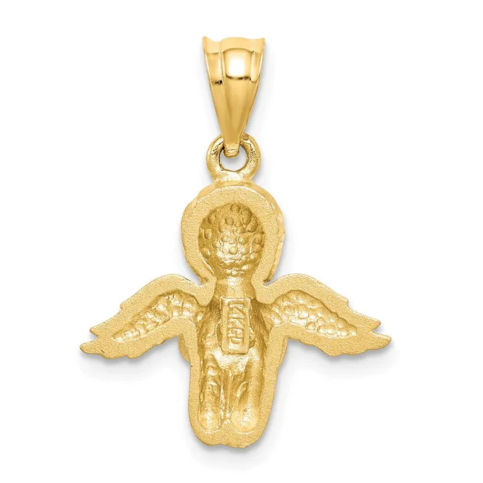 TreasureFineJewelers Necklaces 14K Brushed Diamondcut Angel Pendant
