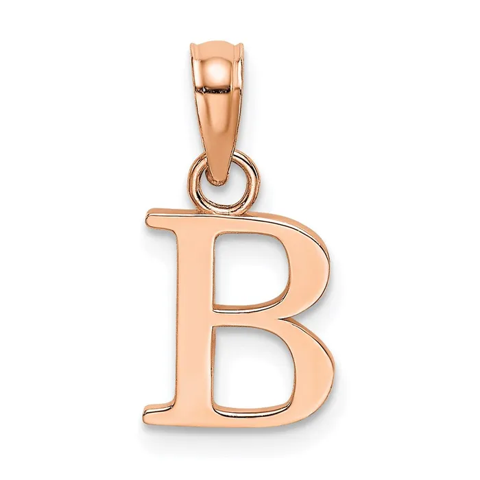 TreasureFineJewelers Necklaces 14K Rose Gold Polished Block Letter B Initial Pendant