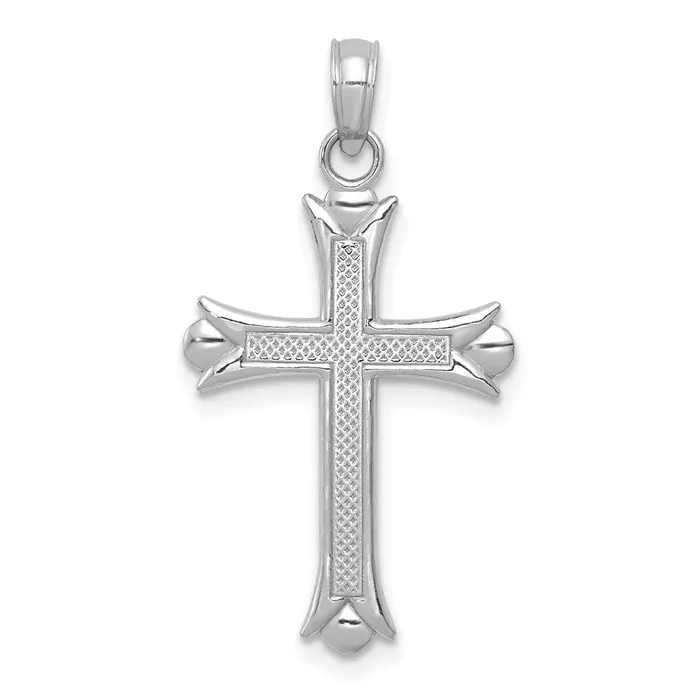 TreasureFineJewelers Necklaces 14K White Gold Fleur De Lis Cross Pendant TreasureFineJewelers Necklaces 14K White Gold Fleur De Lis Cross Pendant