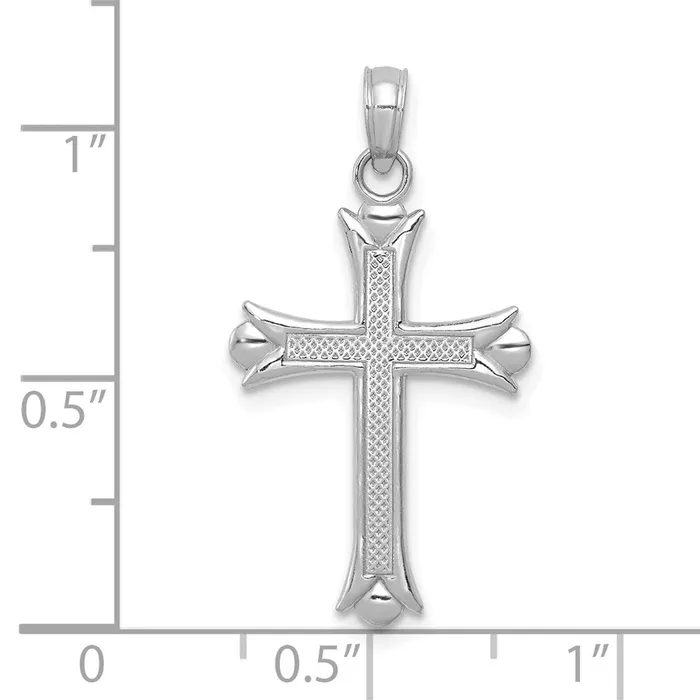 TreasureFineJewelers Necklaces 14K White Gold Fleur De Lis Cross Pendant