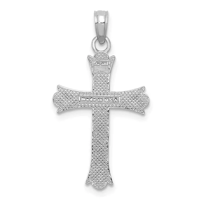 TreasureFineJewelers Necklaces 14K White Gold Fleur De Lis Cross Pendant