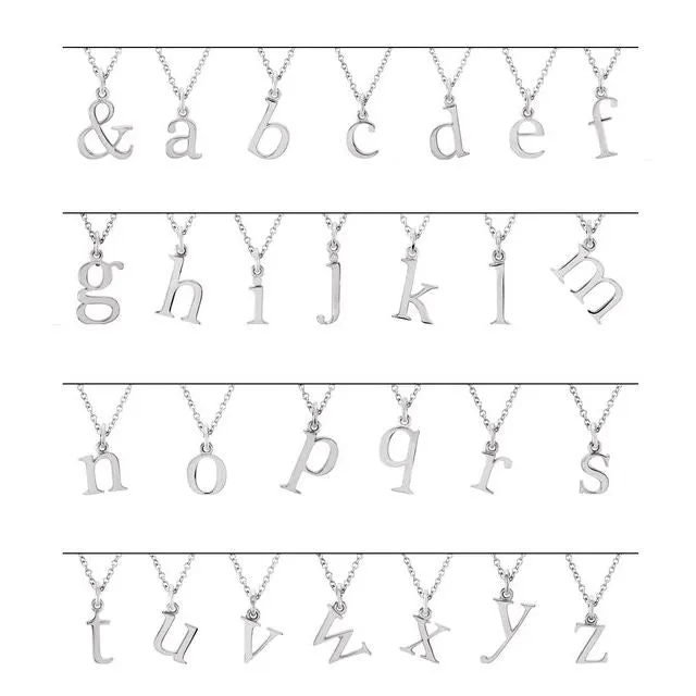 TreasureFineJewelers Necklaces 14K White Gold Lowercase Initial A Pendant