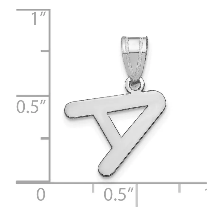 TreasureFineJewelers Necklaces 14k White Gold Polished Bubble Letter A Initial Pendant