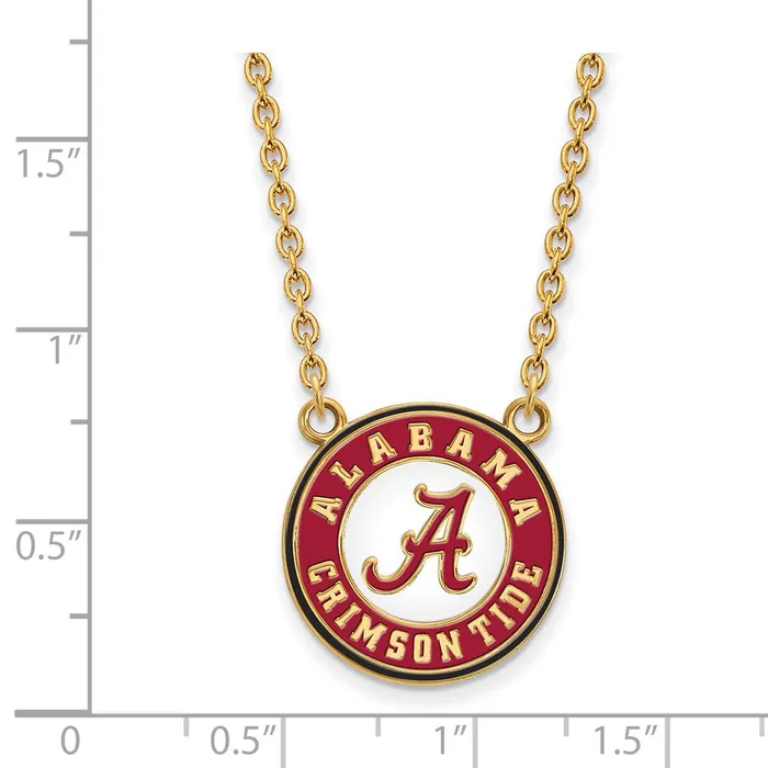 TreasureFineJewelers Necklaces Sterling Silver Goldplated University of Alabama Crimson Tide Large Enameled Pendant 18 inch Necklace