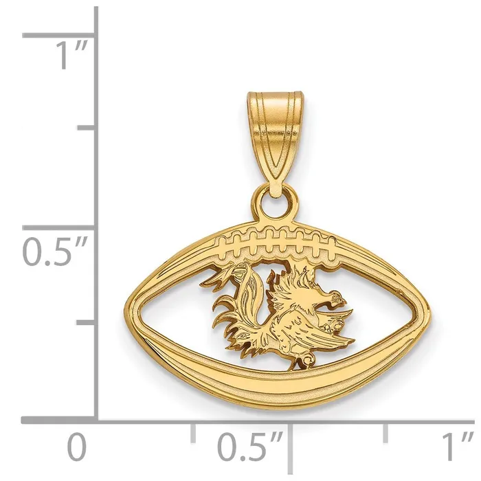 TreasureFineJewelers Necklaces Sterling Silver Goldplated University of South Carolina Gamecock Football Pendant
