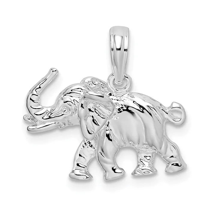 TreasureFineJewelers Necklaces Sterling Silver Polished 3D Elephant Pendant TreasureFineJewelers Necklaces Sterling Silver Polished 3D Elephant Pendant