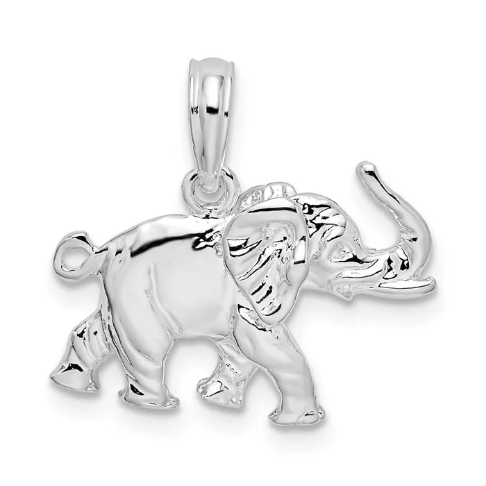 TreasureFineJewelers Necklaces Sterling Silver Polished 3D Elephant Pendant