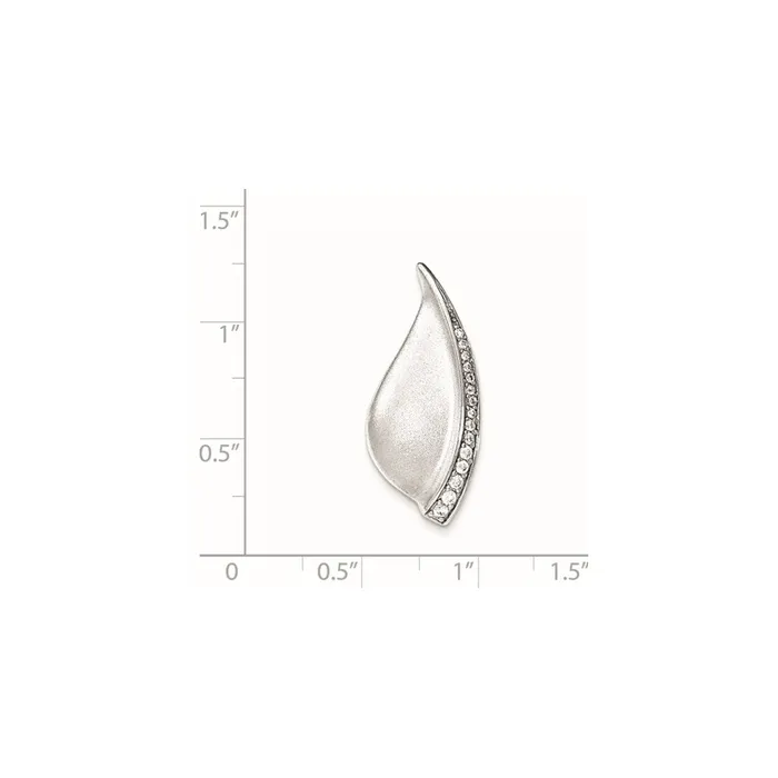 TreasureFineJewelers Necklaces Sterling Silver Polished Sandblast CZ Fancy Chain Slide Pendant