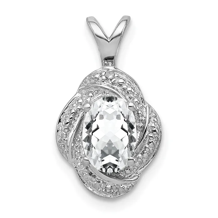 TreasureFineJewelers Necklaces Sterling Silver Rhodiumplated Diam White Topaz Pendant TreasureFineJewelers Necklaces Sterling Silver Rhodiumplated Diam White Topaz Pendant