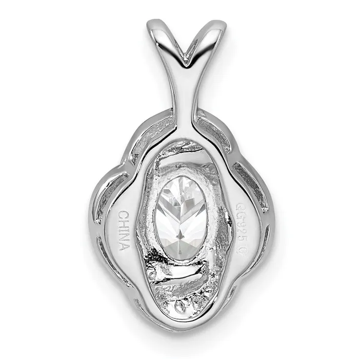 TreasureFineJewelers Necklaces Sterling Silver Rhodiumplated Diam White Topaz Pendant
