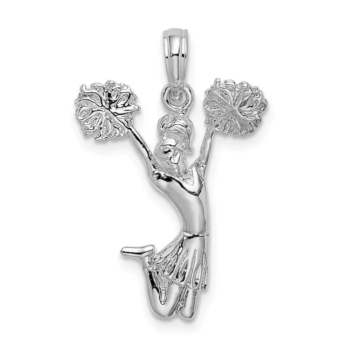 TreasureFineJewelers Sterling Silver Polished Cheer Leader Pendant Necklaces TreasureFineJewelers Sterling Silver Polished Cheer Leader Pendant Necklaces