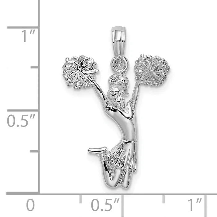 TreasureFineJewelers Sterling Silver Polished Cheer Leader Pendant Necklaces