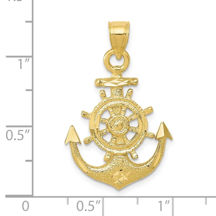 10k Satin Diamondcut Anchor PendantWBC10K6092 WB Choice Jewelry Necklaces