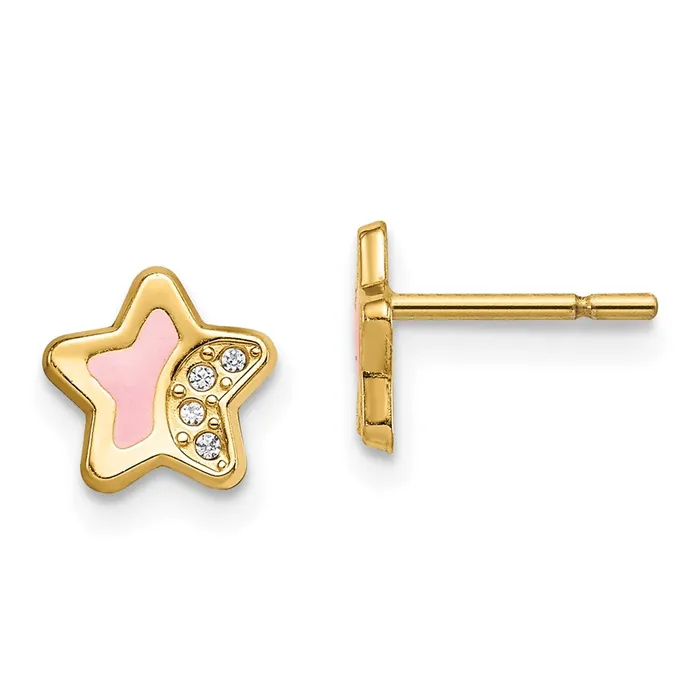 14k Madi K CZ Pink Enamel Star Post EarringsWBCGK1011 WB Choice Jewelry Earrings
