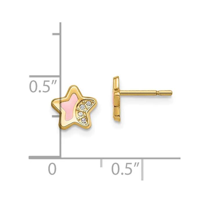14k Madi K CZ Pink Enamel Star Post EarringsWBCGK1011 WB Choice Jewelry Earrings 14k Madi K CZ Pink Enamel Star Post EarringsWBCGK1011 WB Choice Jewelry Earrings