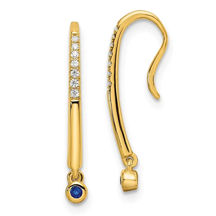14k Polished Diamond and Sapphire Drop Wire EarringsWBCEM8380SA006YA WB Choice Jewelry Earrings