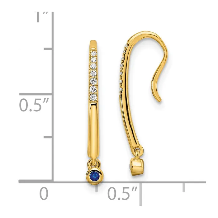 14k Polished Diamond and Sapphire Drop Wire EarringsWBCEM8380SA006YA WB Choice Jewelry Earrings