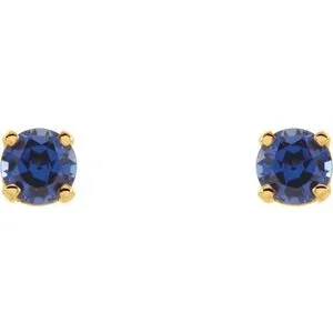 14K Yellow 3 mm Round Imitation Blue Sapphire Youth Birthstone Earrings65164370049PSTWBC WB Choice Jewelry Earrings