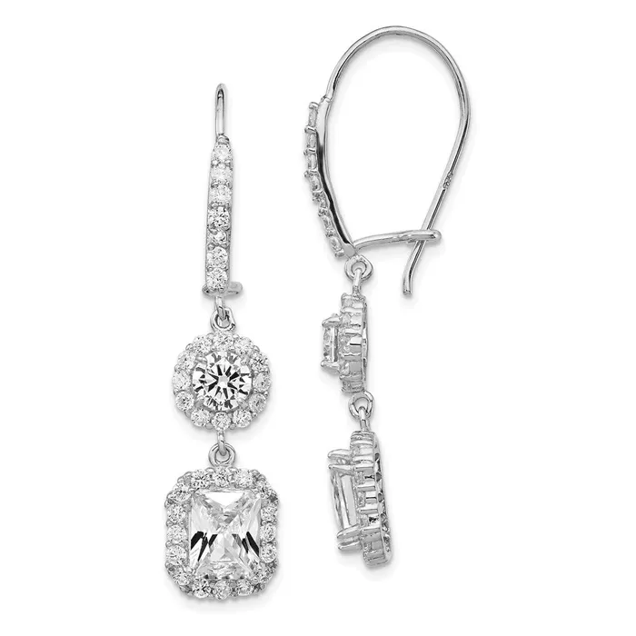 Cheryl M Sterling Silver Rhodiumplated Cushion CZ Kidney Wire EarringsWBCQCM159 WB Choice Jewelry Earrings