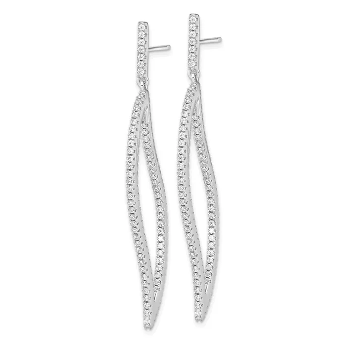 Cheryl M Sterling Silver Rhodiumplated CZ Fancy In and Out EarringsWBCQCM1539 WB Choice Jewelry Earrings Cheryl M Sterling Silver Rhodiumplated CZ Fancy In and Out EarringsWBCQCM1539 WB Choice Jewelry Earrings
