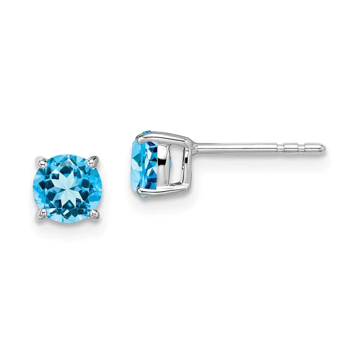 Earrings 14k White Gold Round Blue Topaz EarringsWBCEM7097BTW WB Choice Jewelry