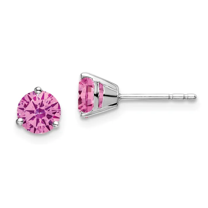 Earrings 14k White Gold Round Created Pink Sapphire EarringsWBCEM7098CPSW WB Choice Jewelry