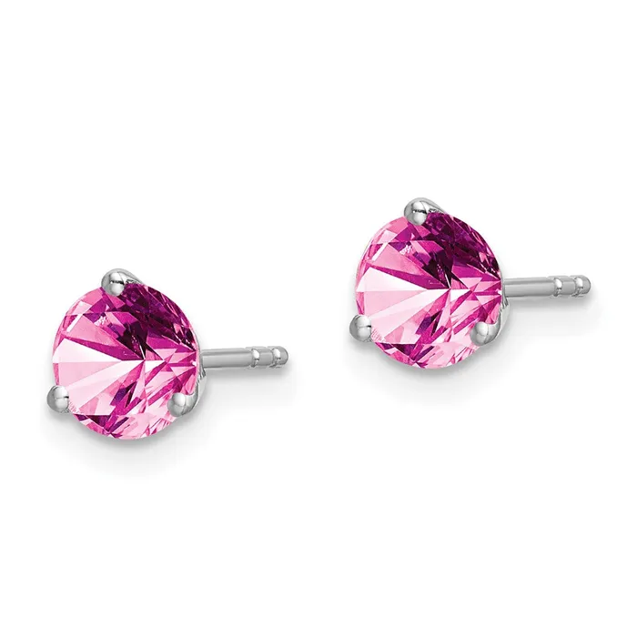 Earrings 14k White Gold Round Created Pink Sapphire EarringsWBCEM7098CPSW WB Choice Jewelry Earrings 14k White Gold Round Created Pink Sapphire EarringsWBCEM7098CPSW WB Choice Jewelry