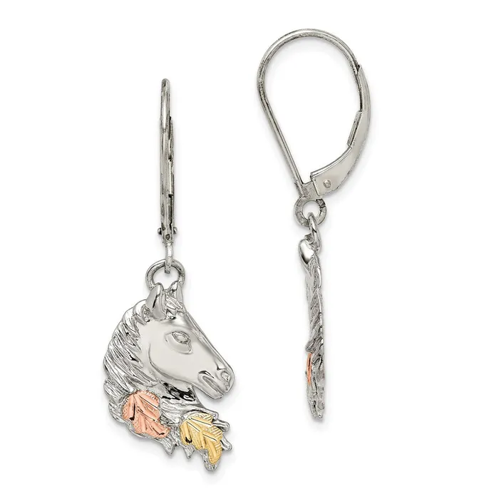 Earrings Sterling Silver 12K Small Horsehead Leverback EarringsWBCQBH107 WB Choice Jewelry