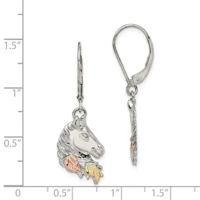Earrings Sterling Silver 12K Small Horsehead Leverback EarringsWBCQBH107 WB Choice Jewelry