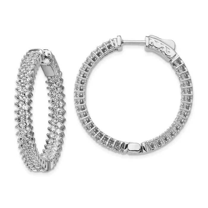 Earrings Sterling Silver Rhodiumplated CZ In Out Hoop EarringsWBCQE13006 WB Choice Jewelry