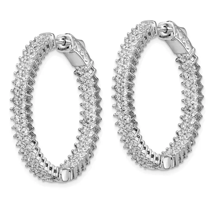 Earrings Sterling Silver Rhodiumplated CZ In Out Hoop EarringsWBCQE13006 WB Choice Jewelry