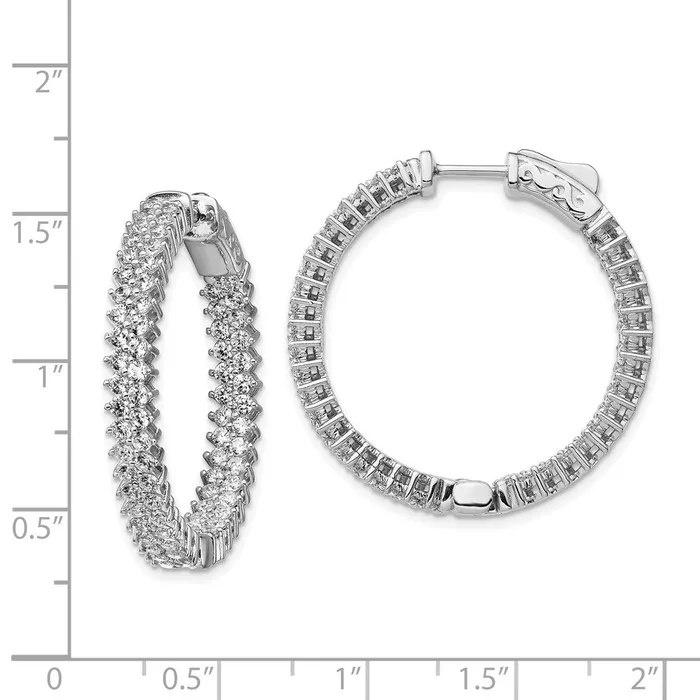 Earrings Sterling Silver Rhodiumplated CZ In Out Hoop EarringsWBCQE13006 WB Choice Jewelry