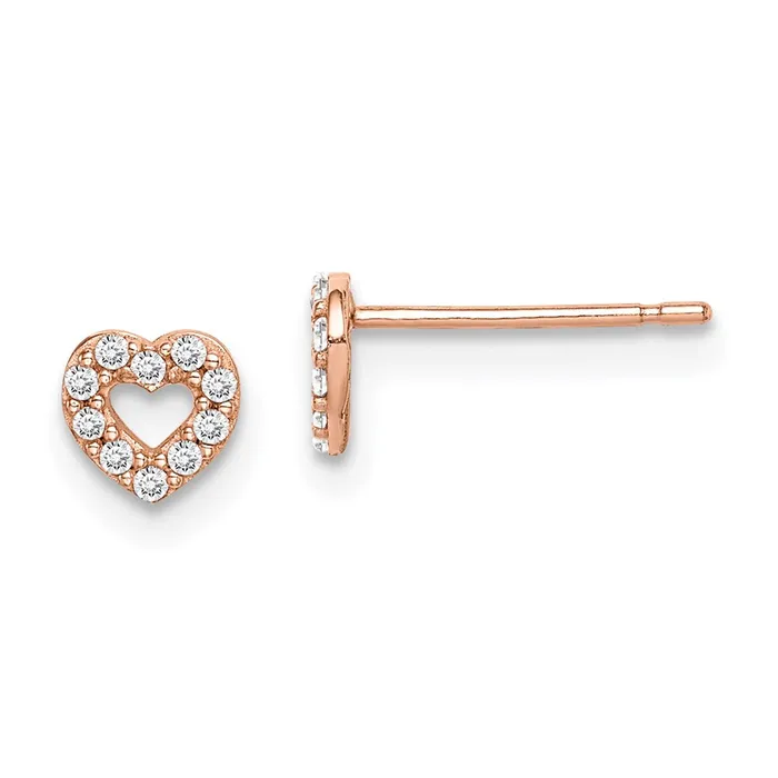 Earrings WB Choice Jewelry 14k Madi K Rose Gold Heart CZ Post EarringsWBCGK999