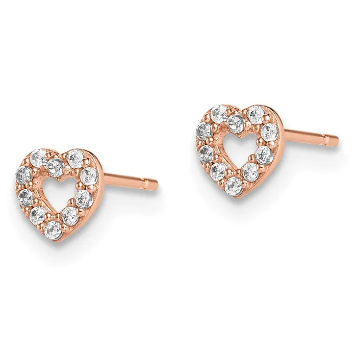 Earrings WB Choice Jewelry 14k Madi K Rose Gold Heart CZ Post EarringsWBCGK999