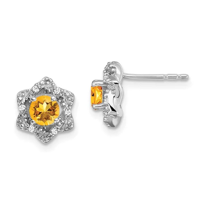 Earrings WB Choice Jewelry 14k White Gold Citrine and Diamond Post EarringsWBCEM7459CI006WA