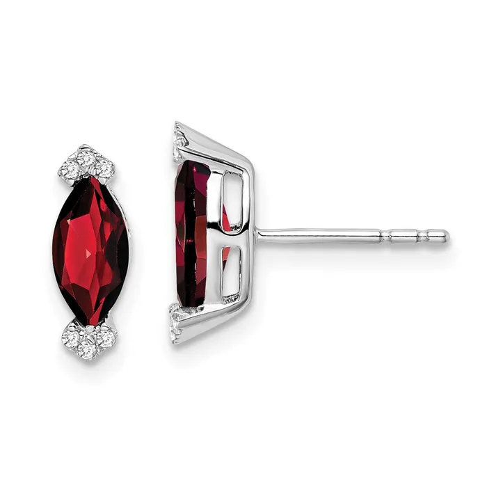 Earrings WB Choice Jewelry 14k White Gold Marquise Garnet and Diamond EarringsWBCEM7109GA005WA