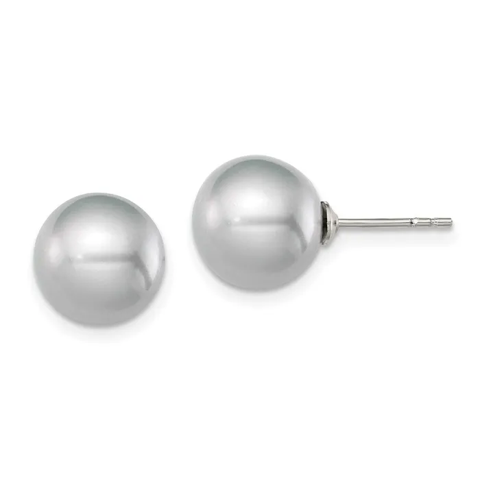 Earrings WB Choice Jewelry Sterling Silver Rhplated 910mm Grey FW Cultured Round Pearl Stud EarringsWBCQE12716