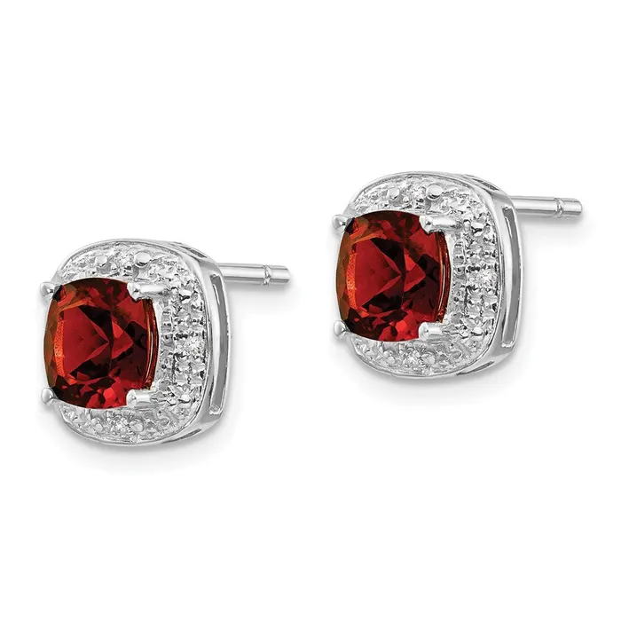 Earrings WB Choice Jewelry Sterling Silver Rhodium Garnet Diamond Post EarringsWBCQDX624 Earrings WB Choice Jewelry Sterling Silver Rhodium Garnet Diamond Post EarringsWBCQDX624